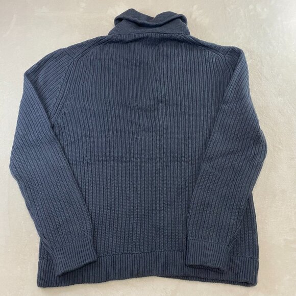 Duluth Trading Co. 2XLT Blue Cable Knit Ribbed Shawl Collar L/S Pullover Sweater - Picture 5 of 8